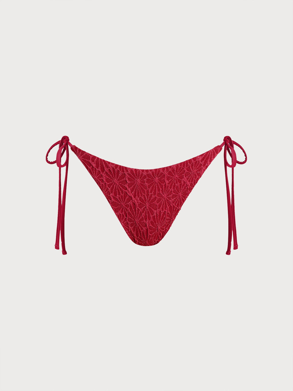 【BERLOOK X GISELLE LISBOA】Wine Red Textured Tie Bikini Bottom