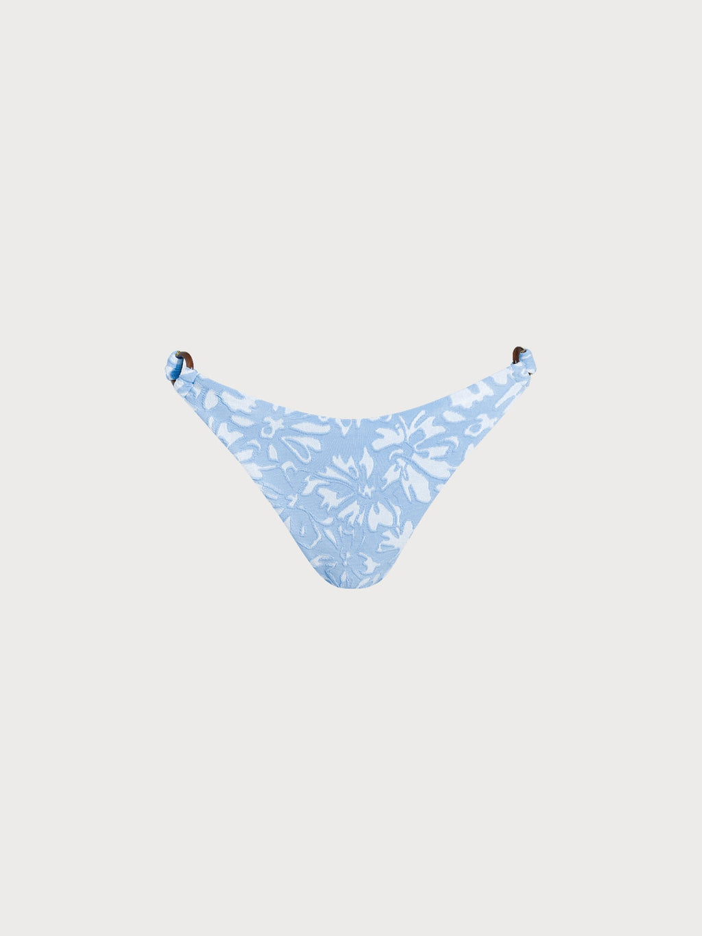 Light Blue Floral Textured O-Ring Bikini Bottom