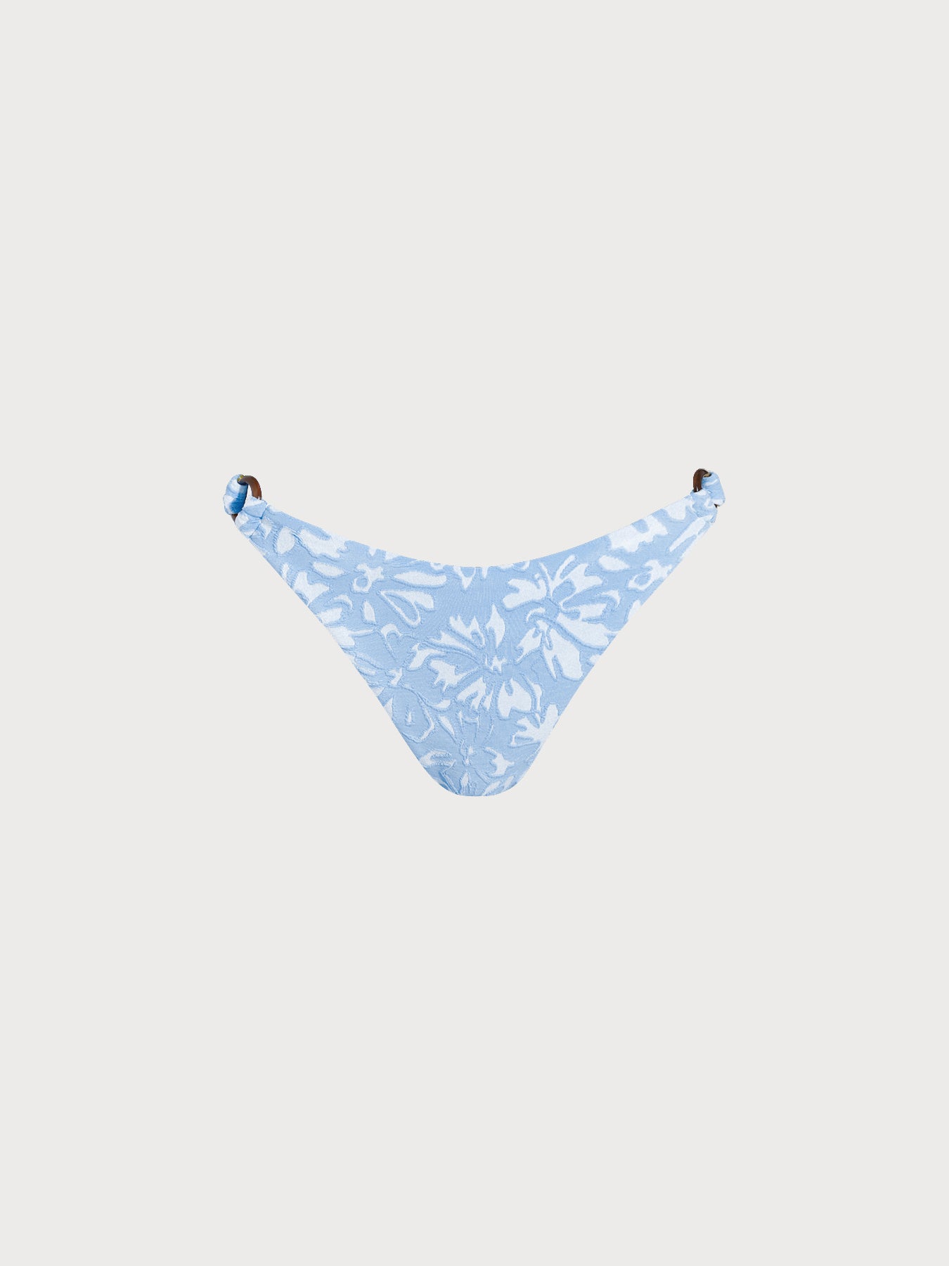 Light Blue Floral Textured O-Ring Bikini Bottom