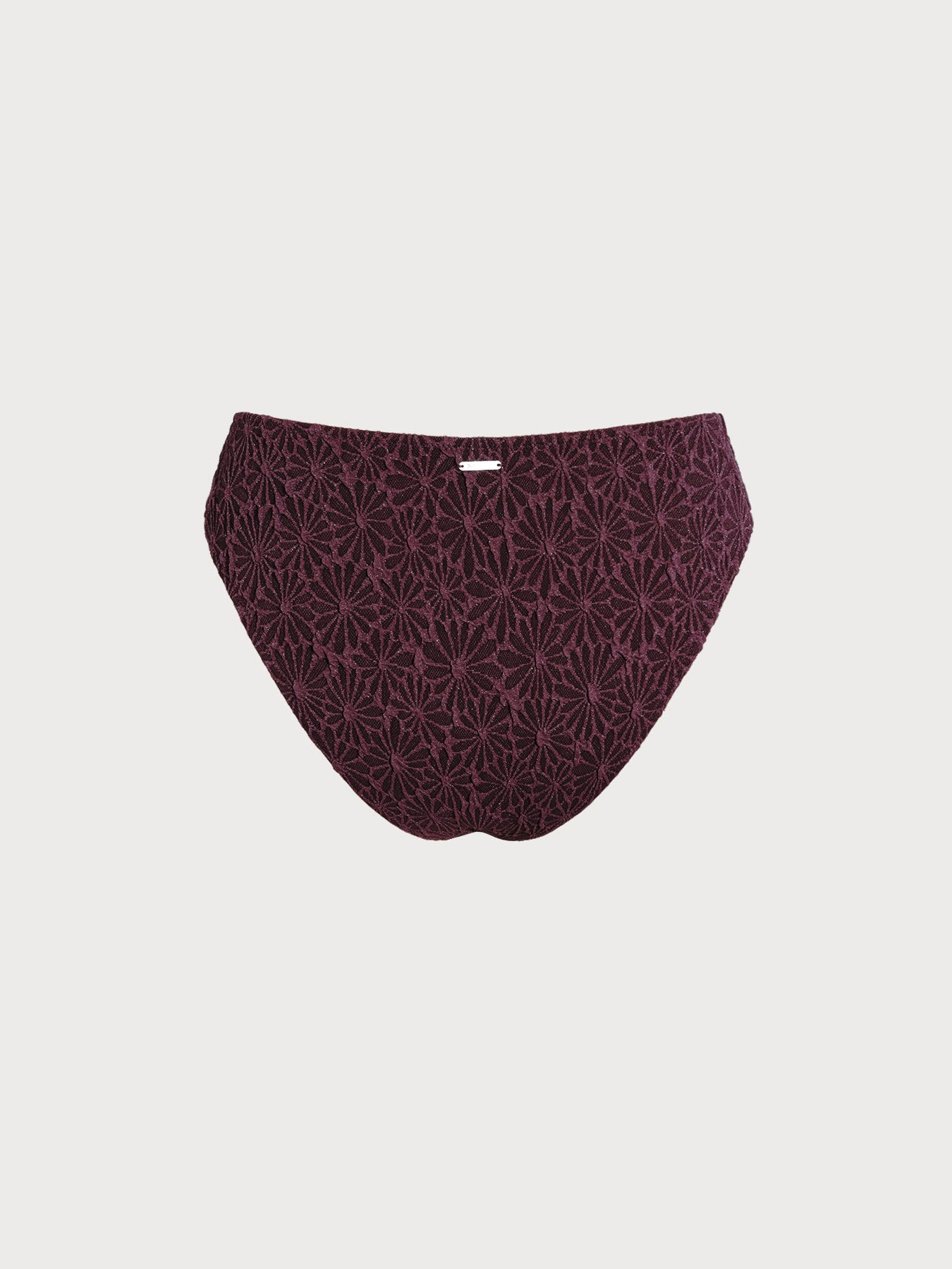 Dark Coffee Textured Cutout Bikini Bottom