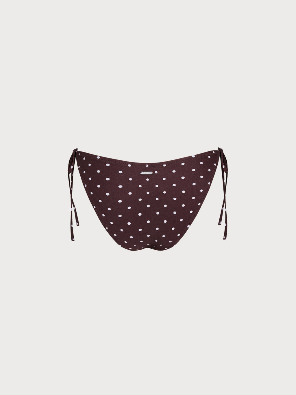 Brown Print Polka Dot Tie Bikini Bottom
