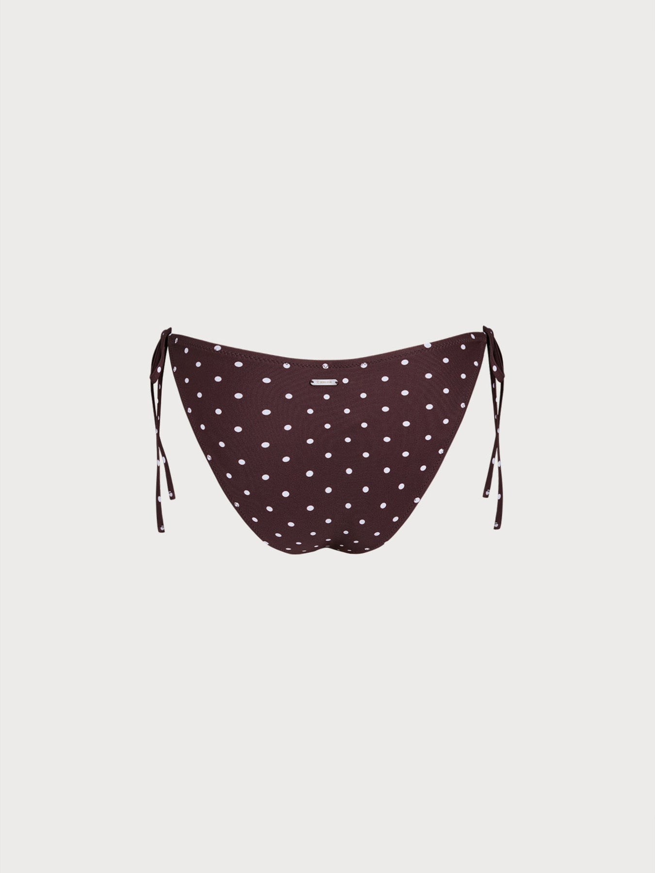 Brown Print Polka Dot Tie Bikini Bottom