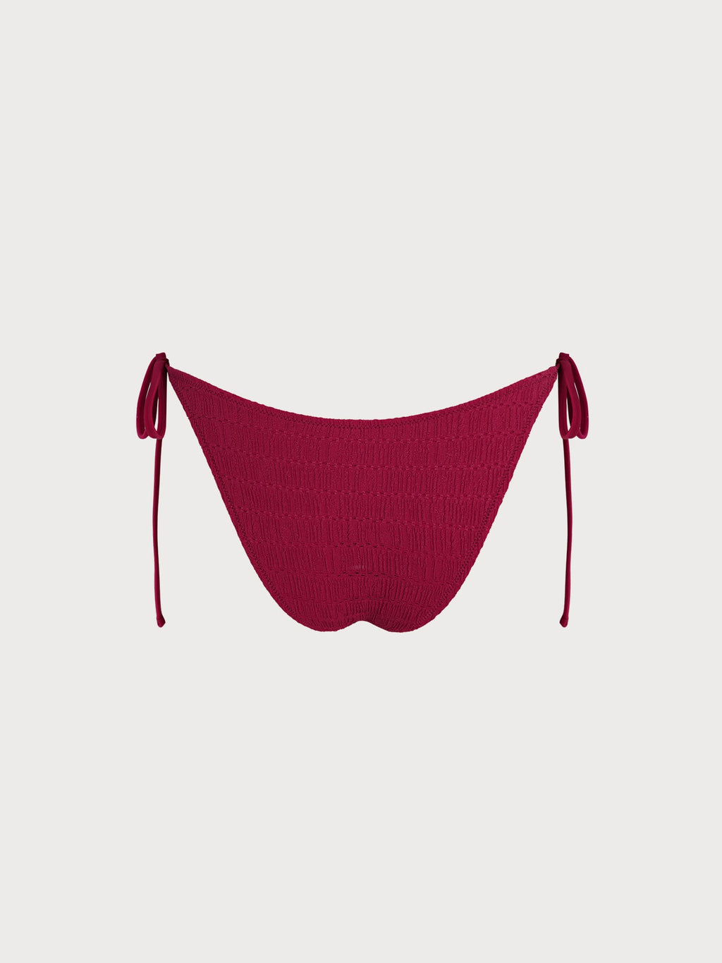 Red Textured Bead-Embellished Tie Bikini Bottom