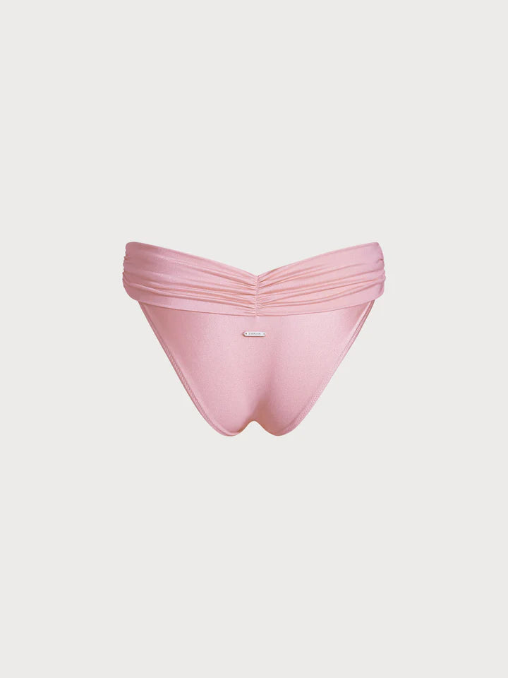 Pink Ruched Bikini Bottom