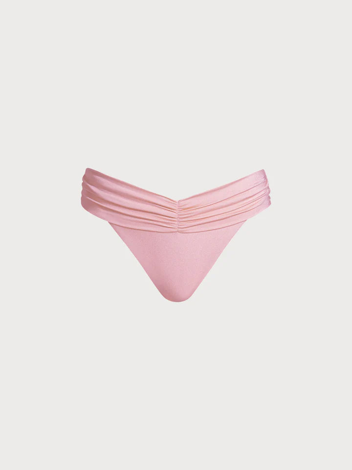 Pink Ruched Bikini Bottom