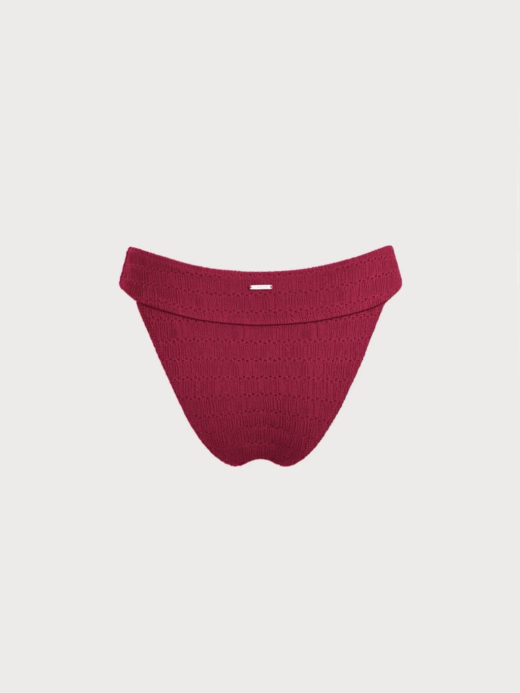 Red Textured Wide Waistband Bikini Bottom