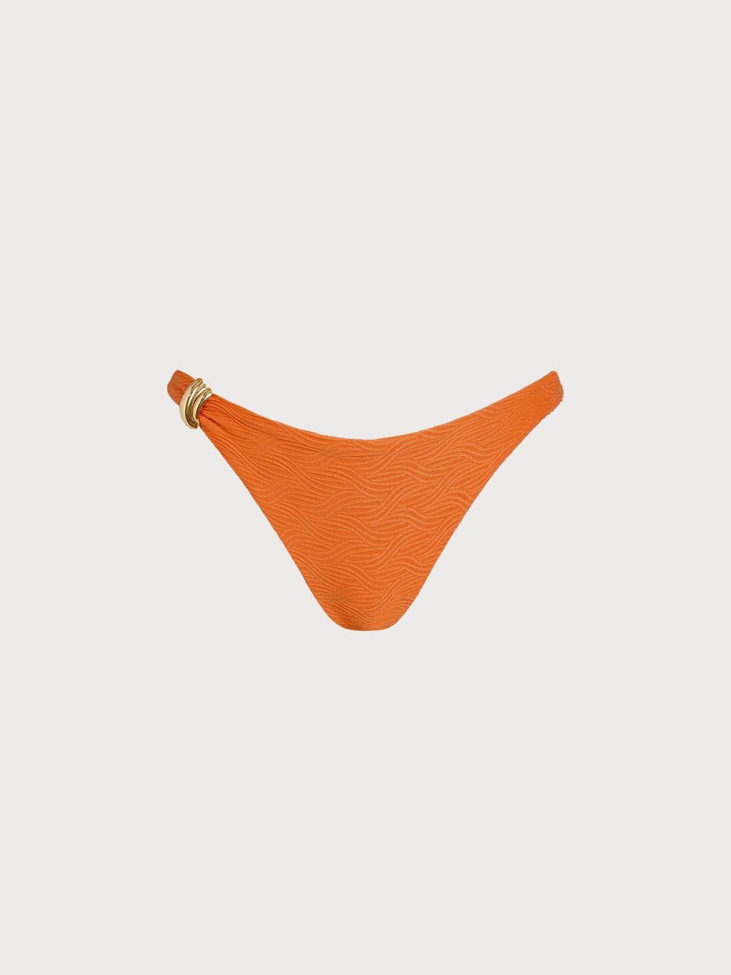Orange Textured Accented Bikini Bottom
