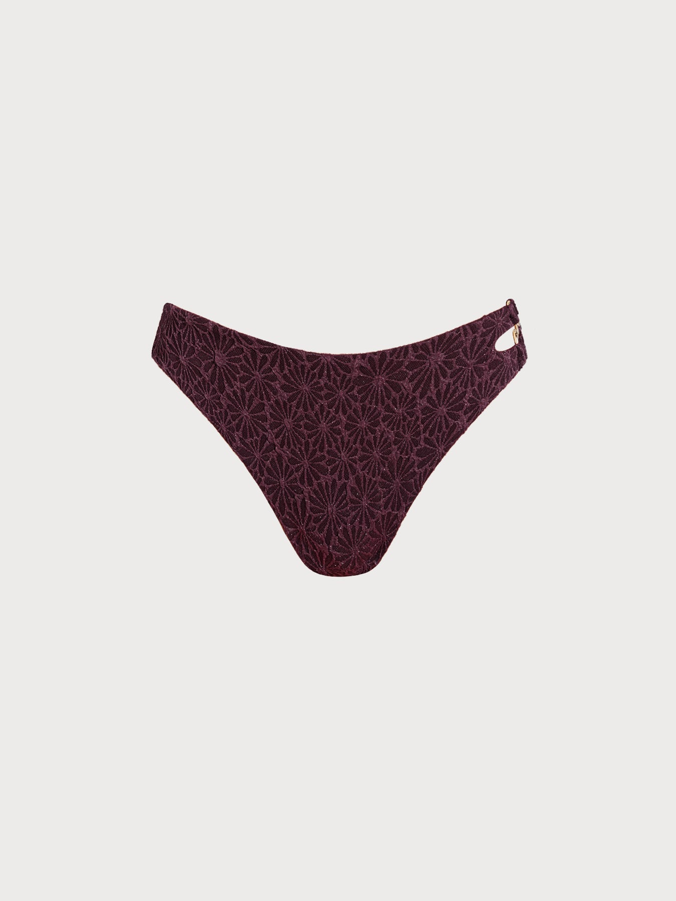 Dark Coffee Textured Cutout Bikini Bottom