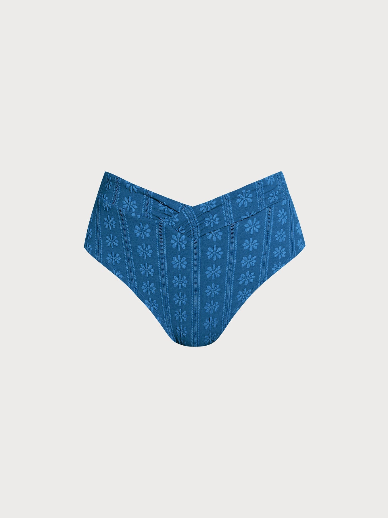 Blue Jacquard V Cut Plus Size Bikini Bottom