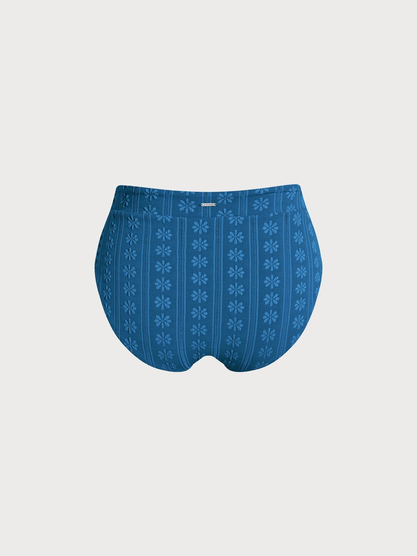 Blue Jacquard V Cut Plus Size Bikini Bottom