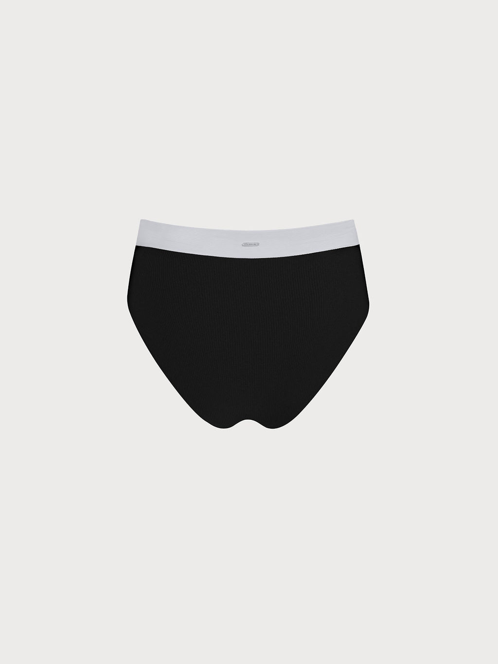 Black Contrast V Cut Plus Size Bikini Bottom