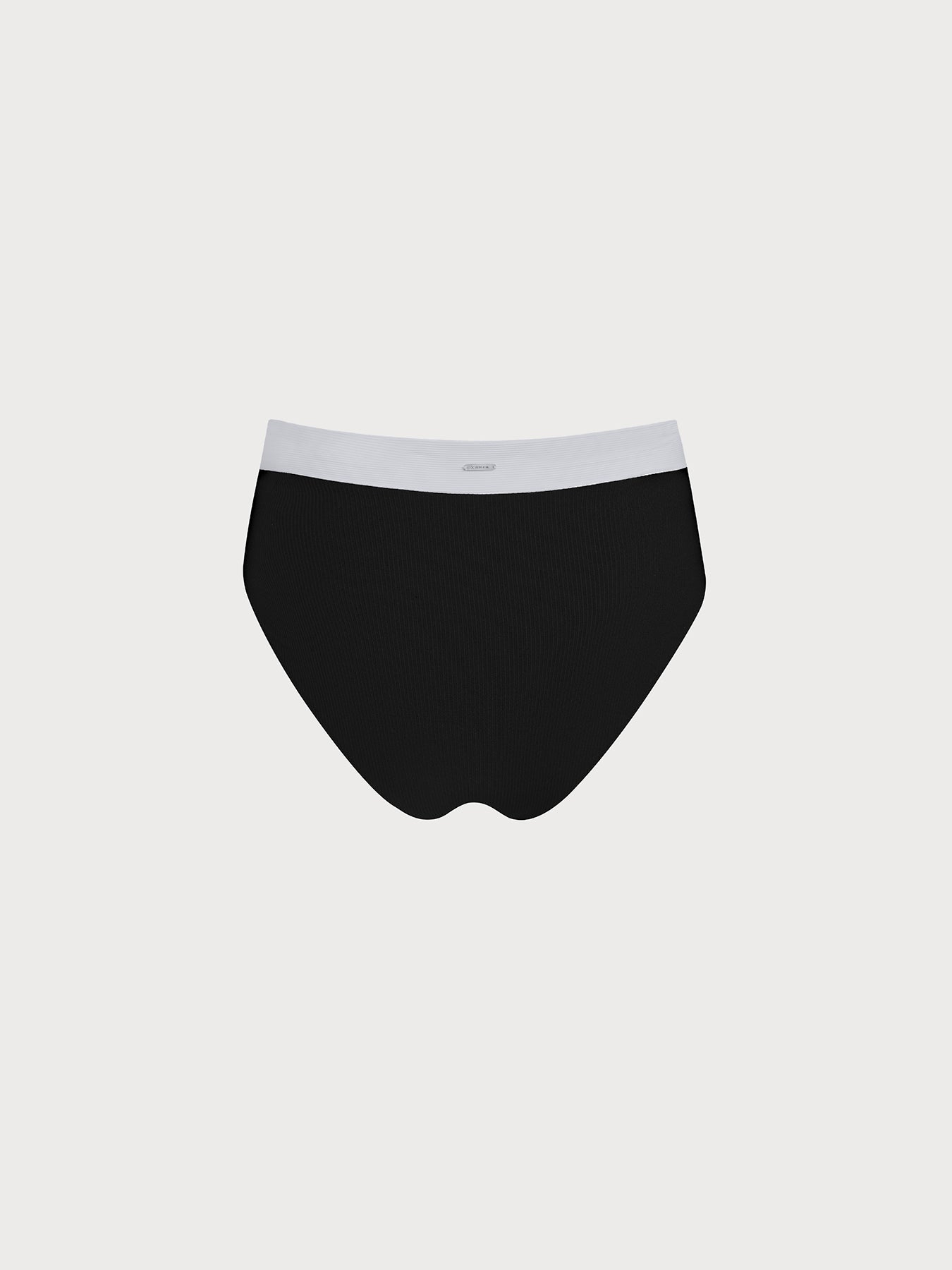 Black Contrast V Cut Plus Size Bikini Bottom