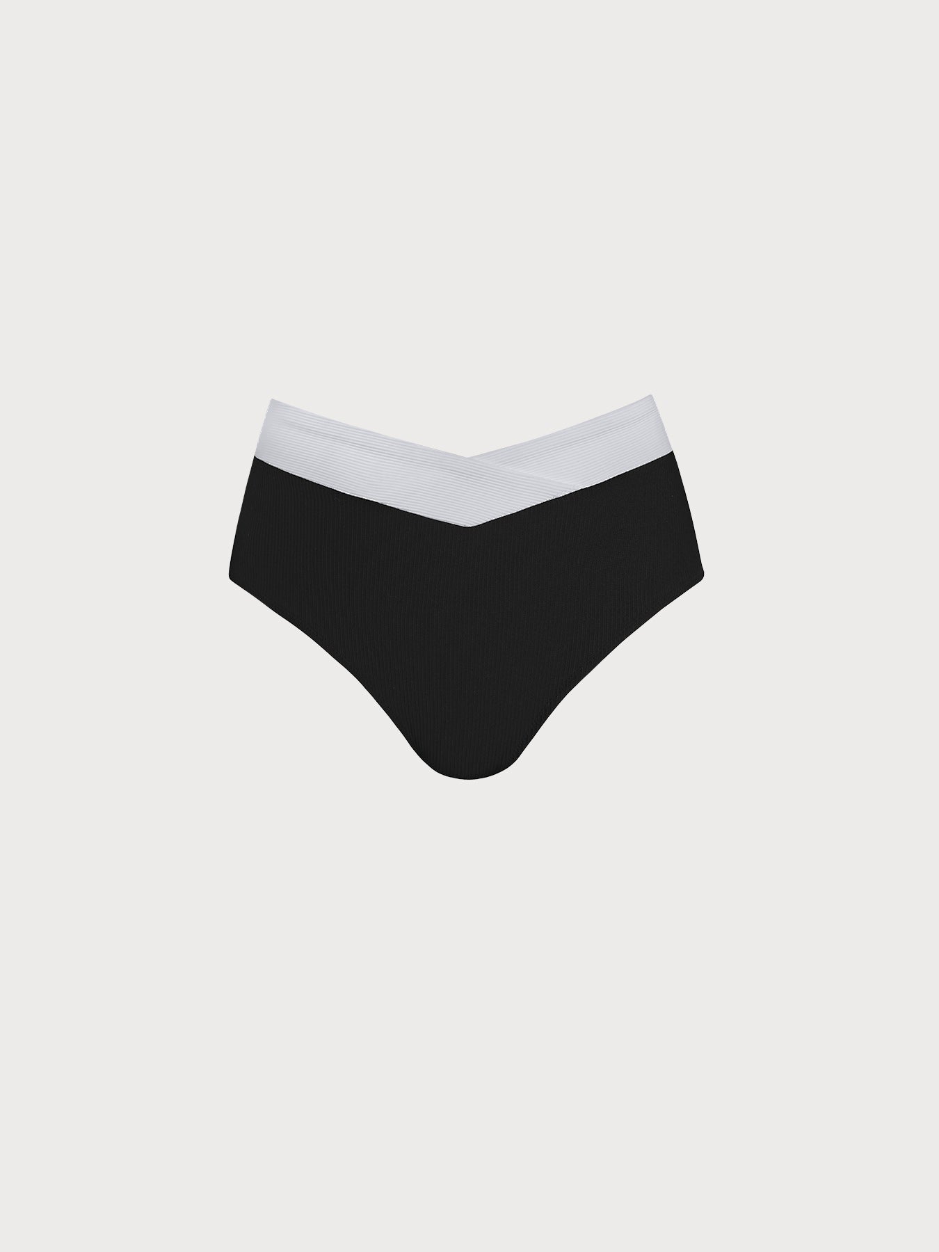 Black Contrast V Cut Plus Size Bikini Bottom