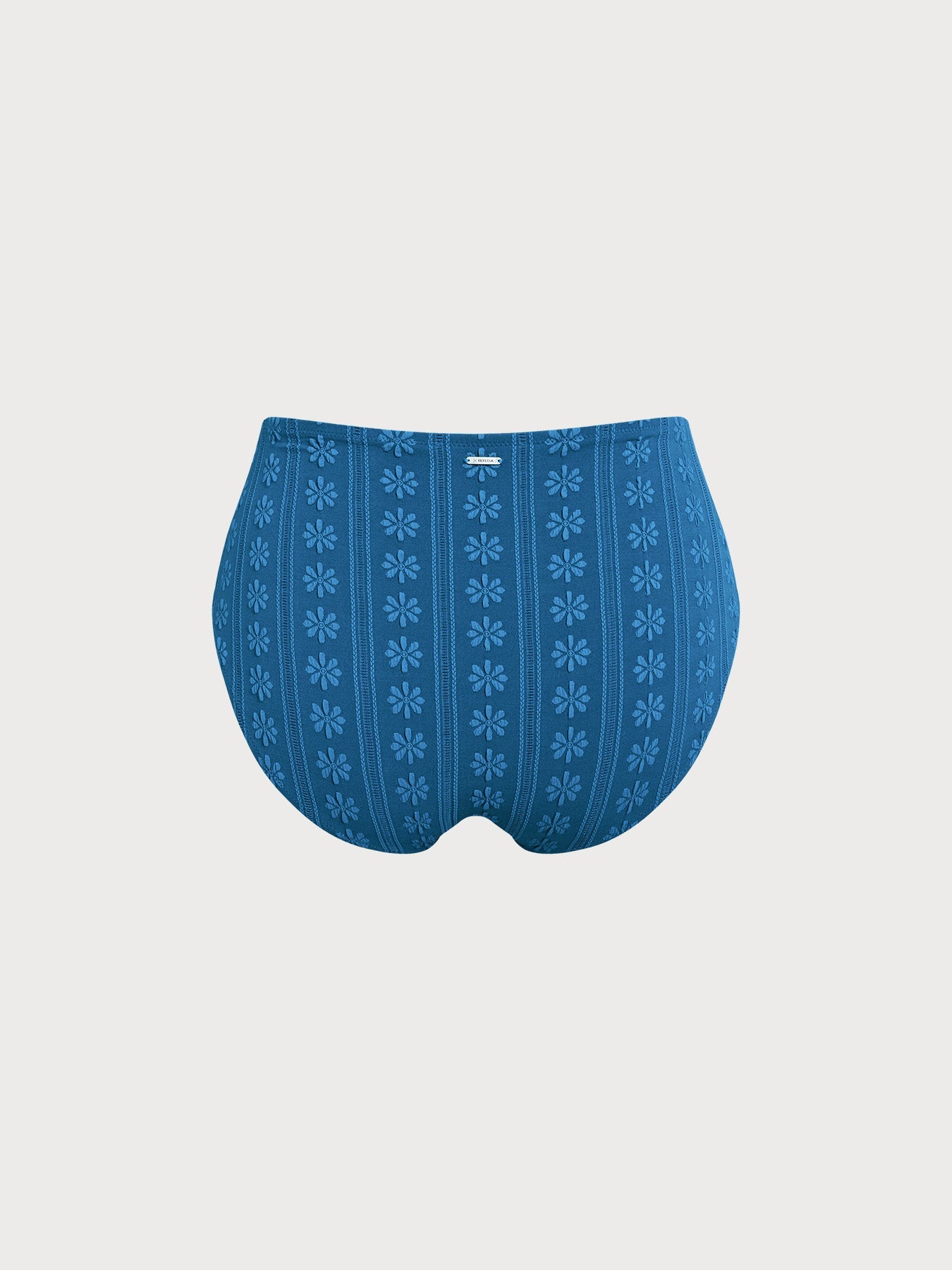 Blue Jacquard Plus Size Bikini Bottom