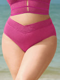Pink Textured V Cut Plus Size Tankini Bottom