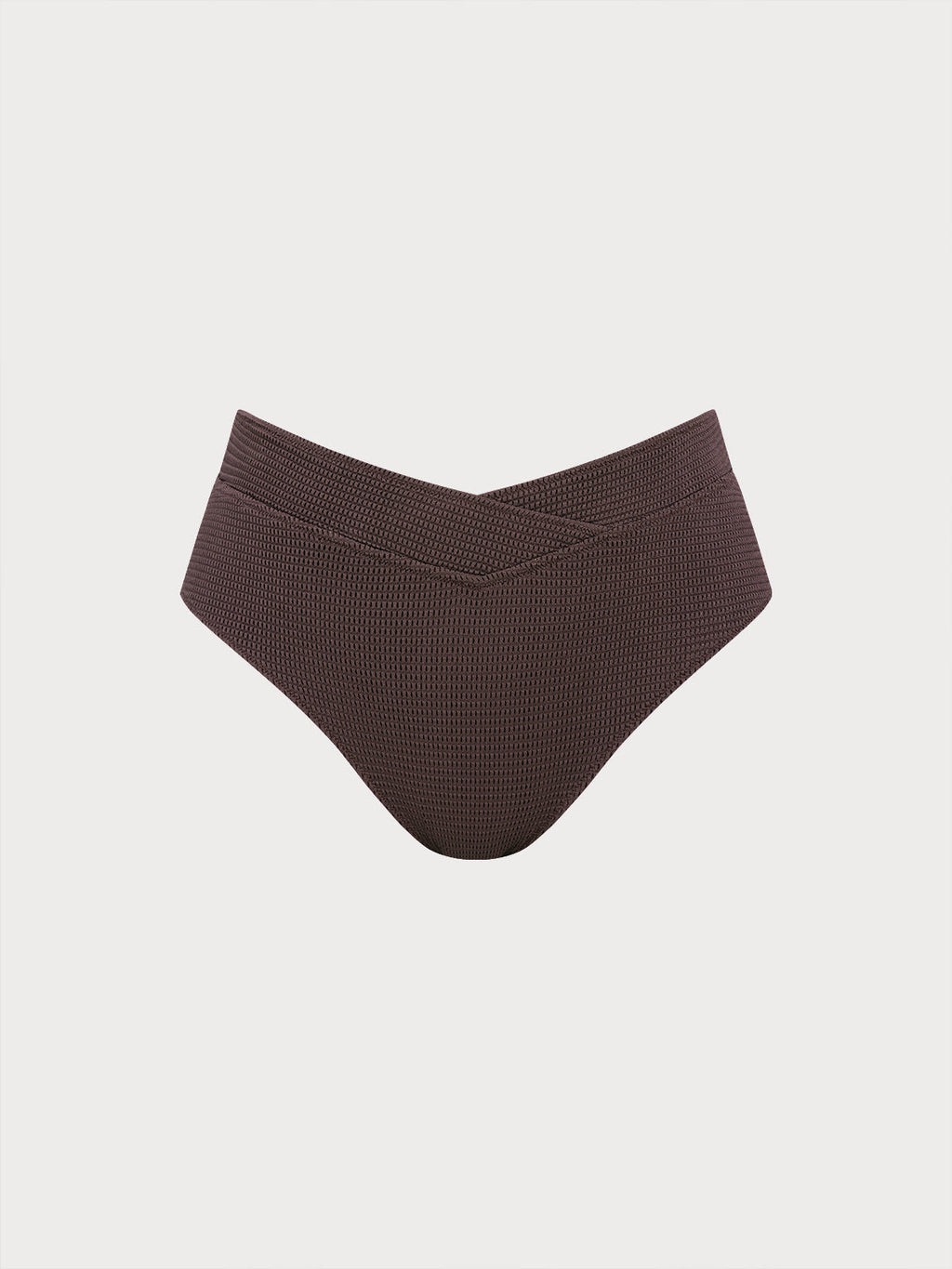 Dark Coffee Textured V Cut Plus Size Tankini Bottom