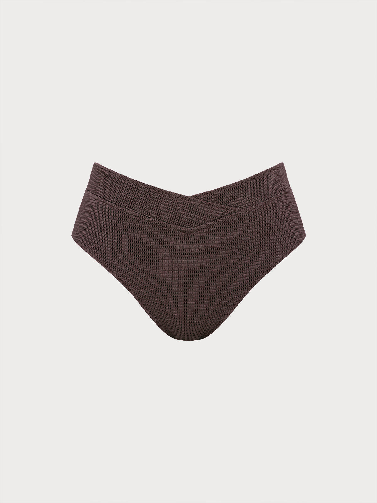 Dark Coffee Textured V Cut Plus Size Tankini Bottom