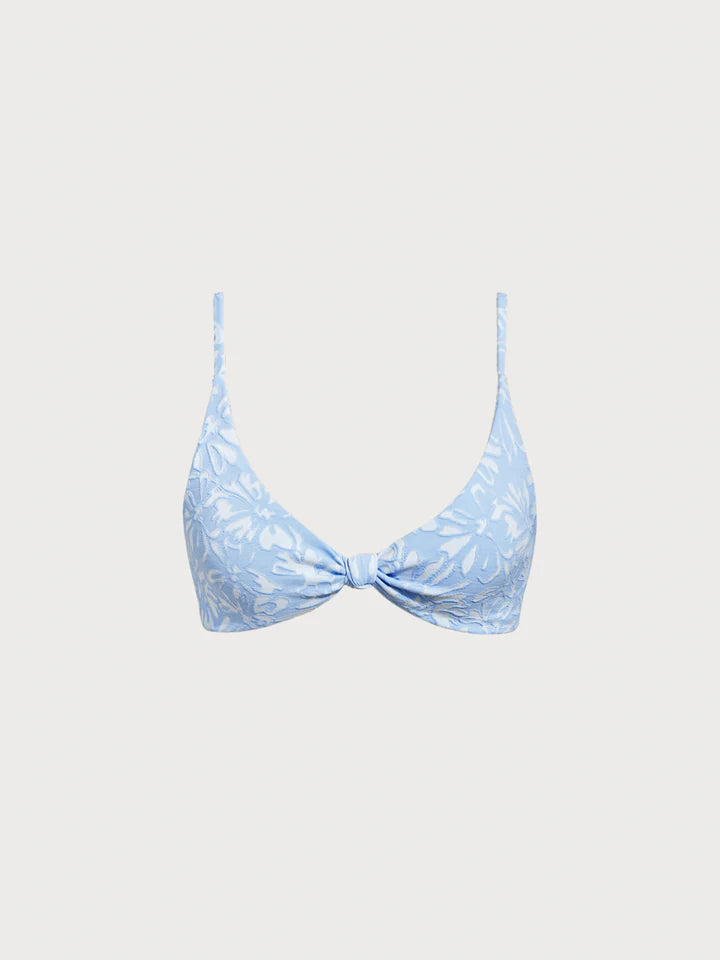 Light Blue Bloom Textured Bikini Top