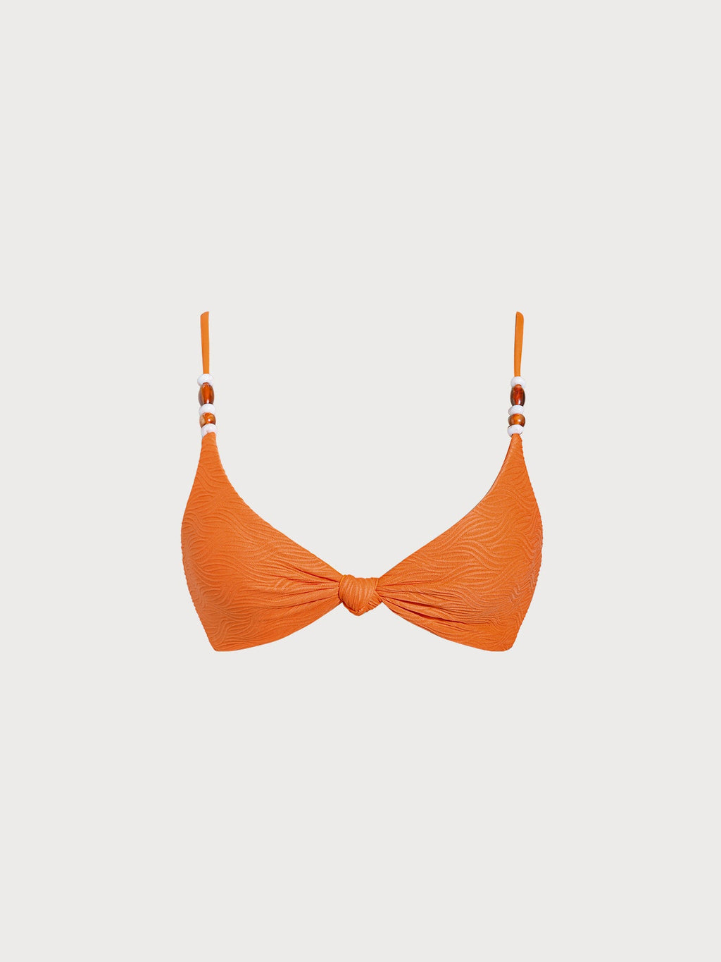 Orange Textured Beaded Twist Bikini Top