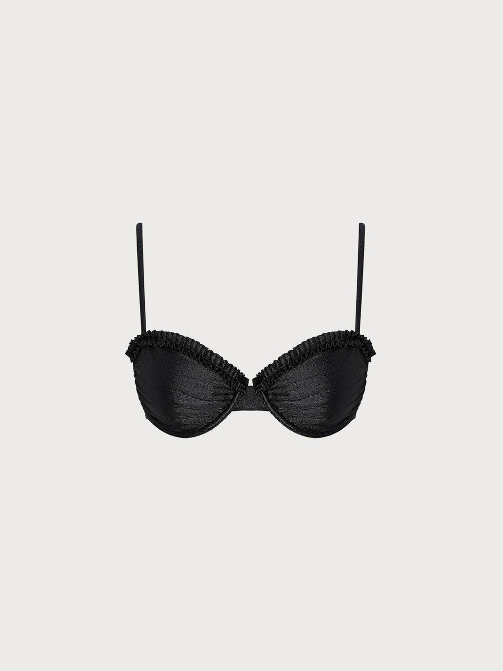 Black Underwire Ruffled Bikini Top