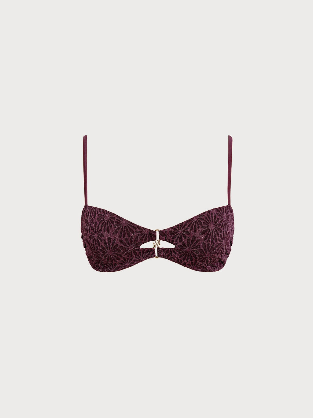 Dark Coffee Textured O-Ring Bikini Top