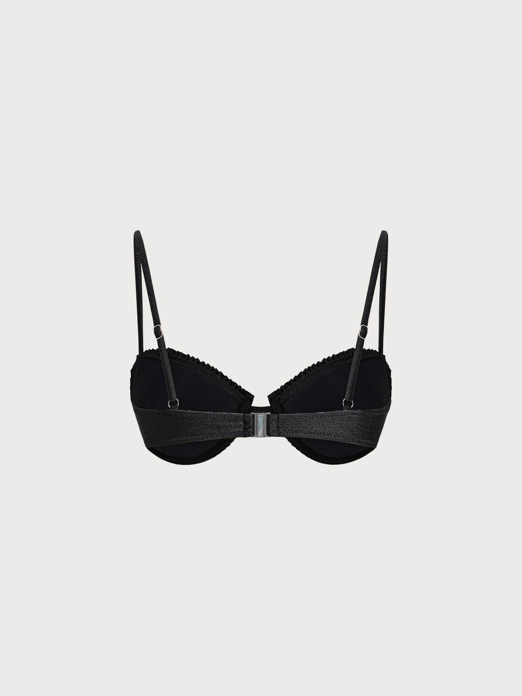 Black Underwire Ruffled Bikini Top