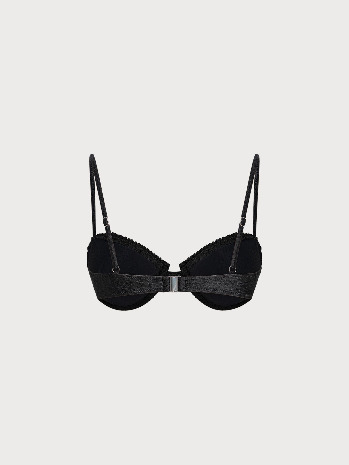 Black Underwire Ruffled Bikini Top