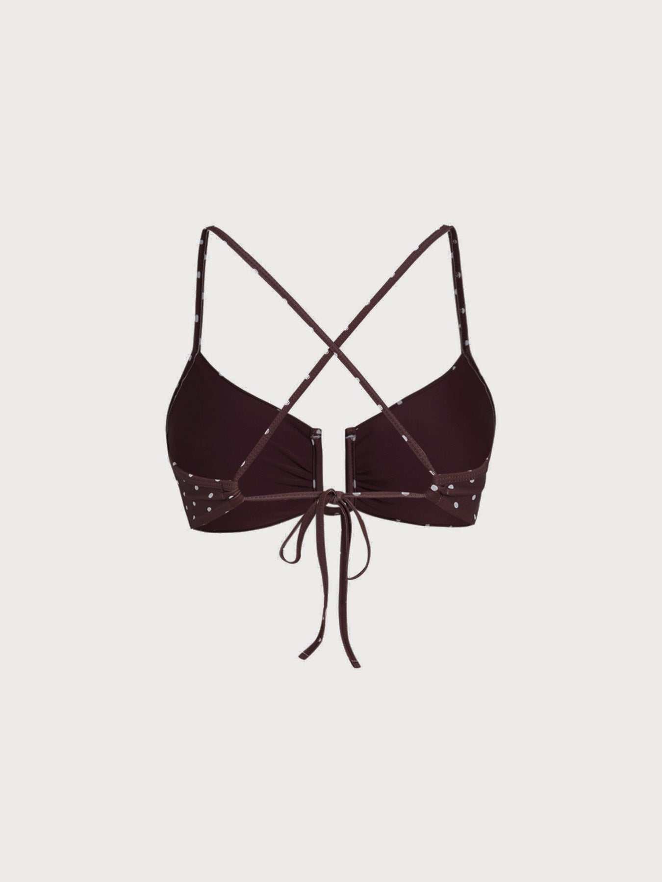 Brown Print Polka Dot U-Ring Bikini Top