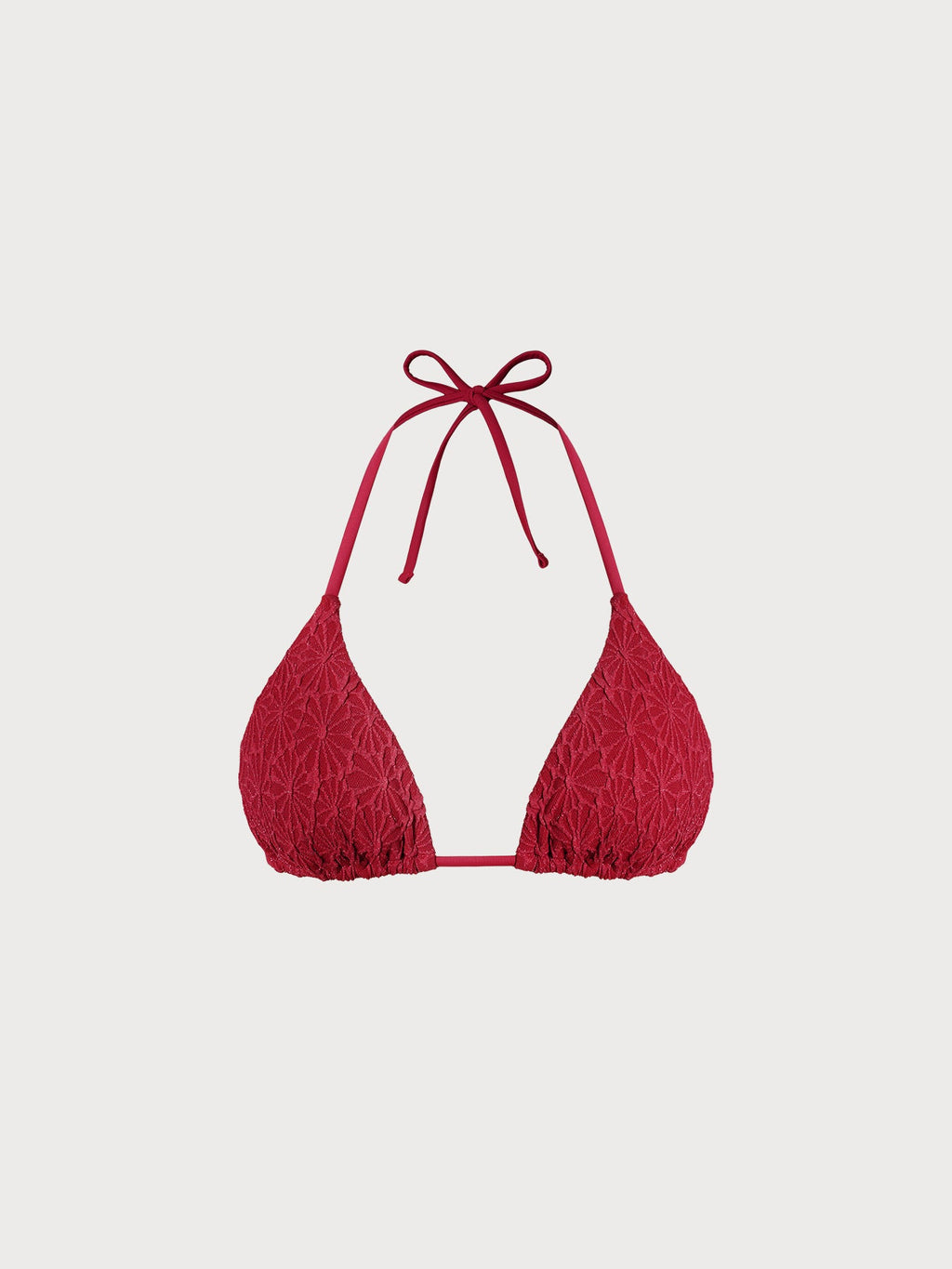 【BERLOOK X GISELLE LISBOA】Wine Red Textured Triangle Bikini Top