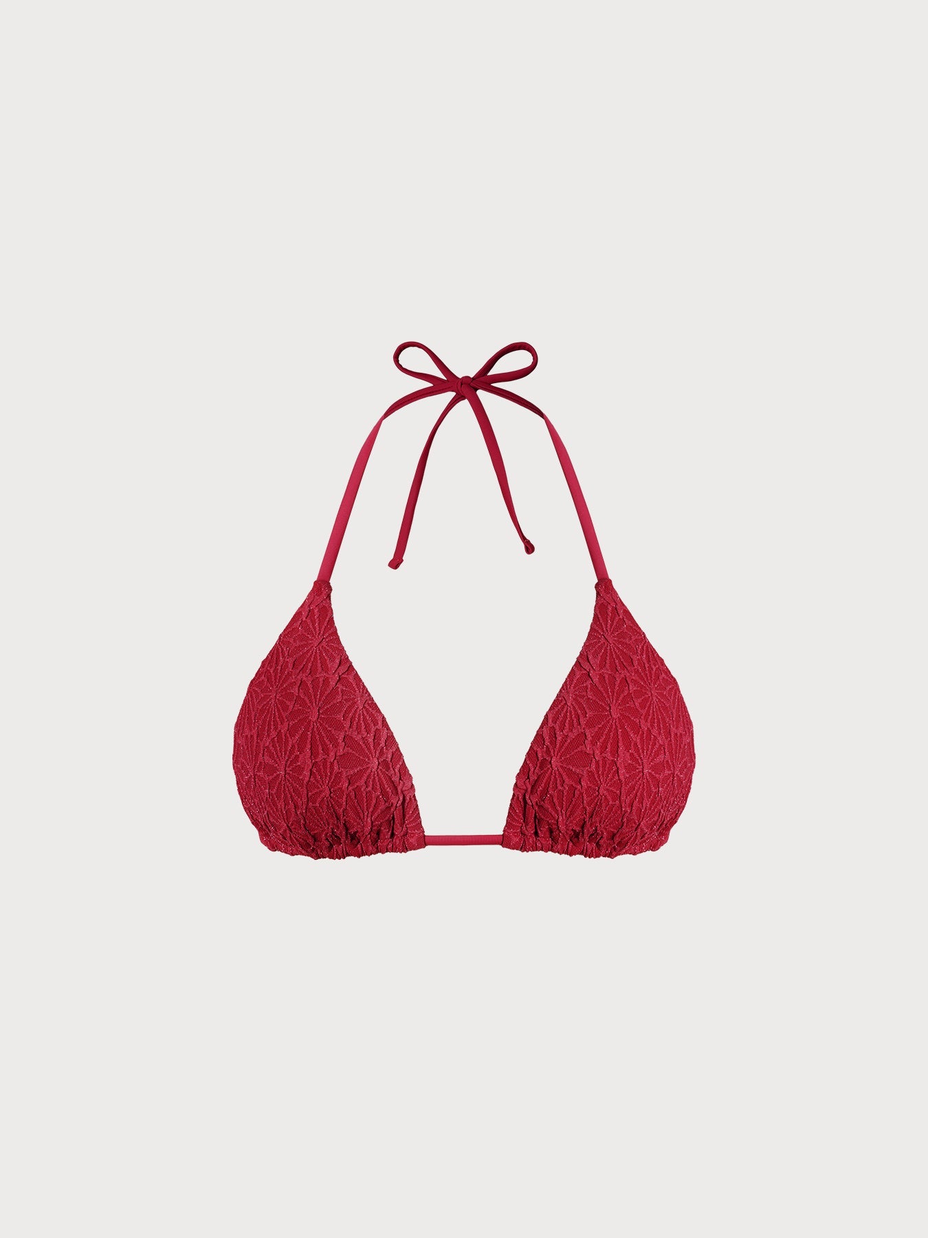 【BERLOOK X GISELLE LISBOA】Wine Red Textured Triangle Bikini Top