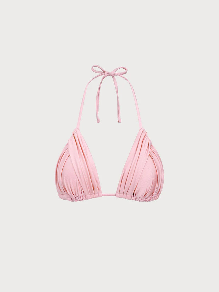 Pink Ruched Bikini Top