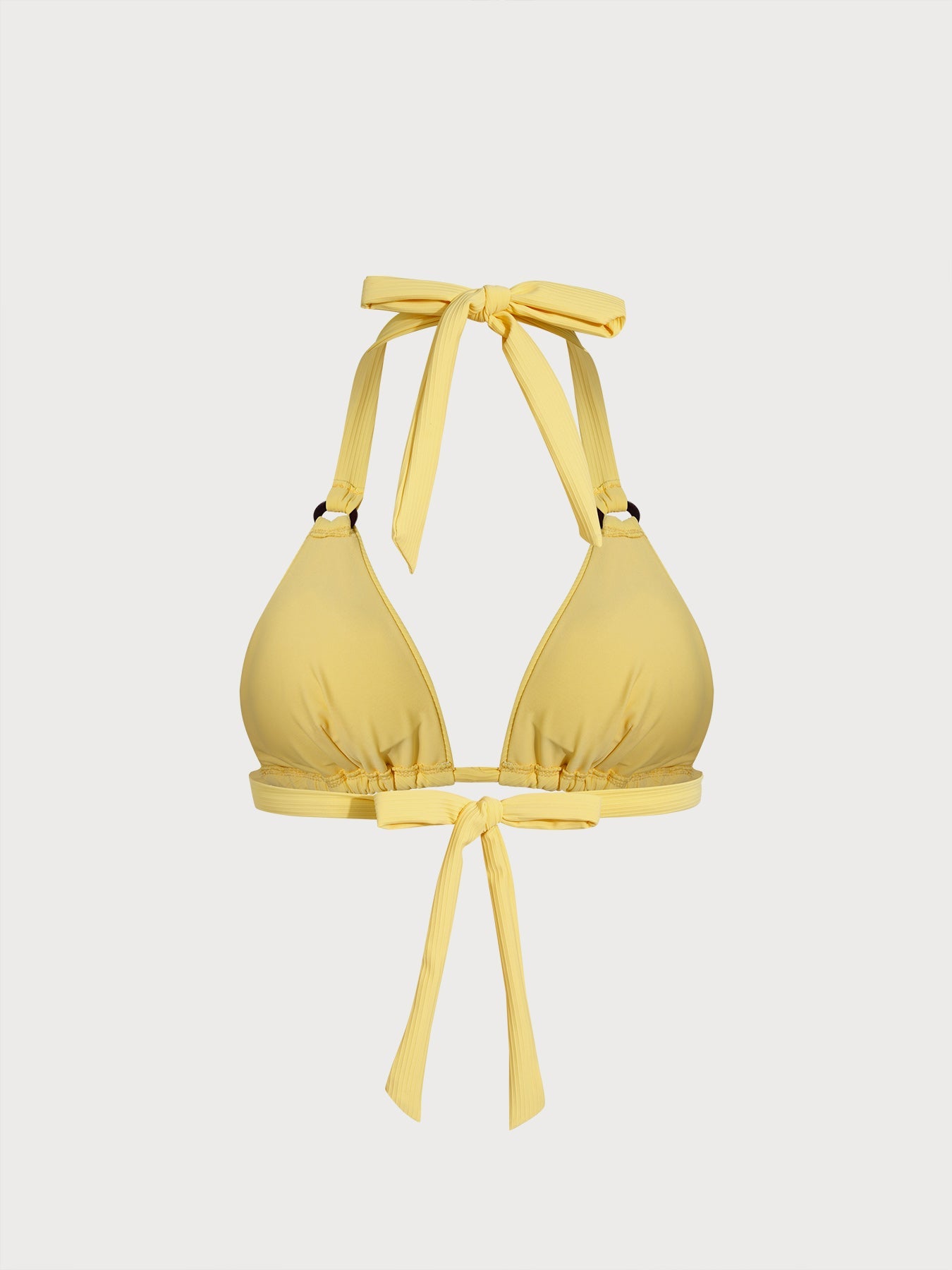 Yellow Tie O-Ring Bikini Top