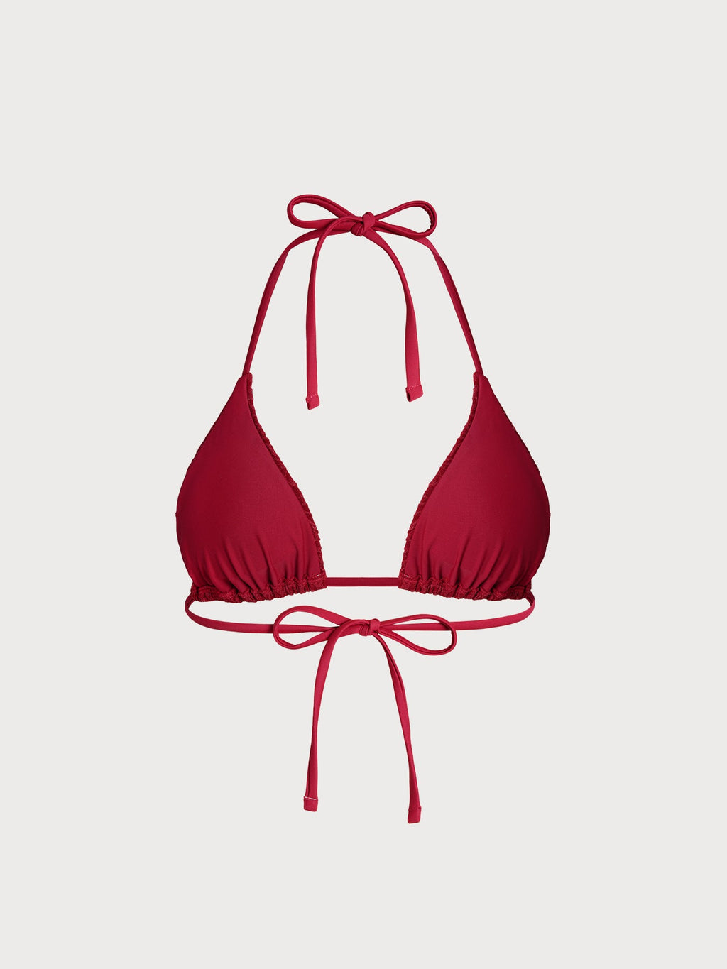 【BERLOOK X GISELLE LISBOA】Wine Red Textured Triangle Bikini Top