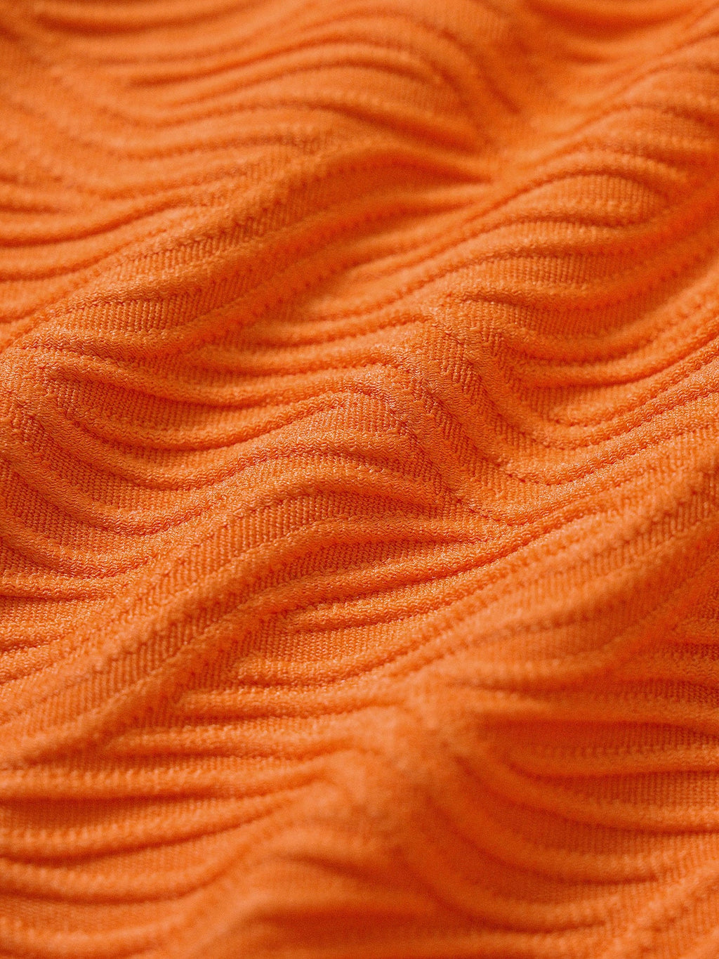 Orange Textured Beaded Twist Bikini Top