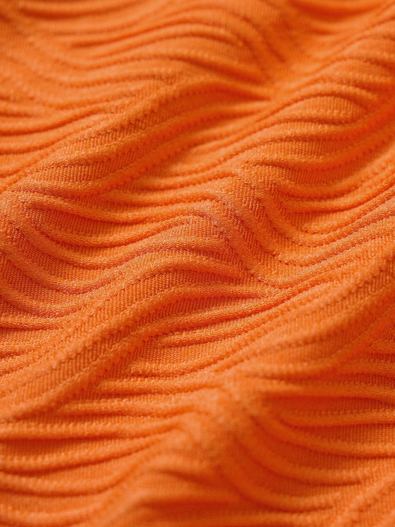 Orange Textured Beaded Twist Bikini Top