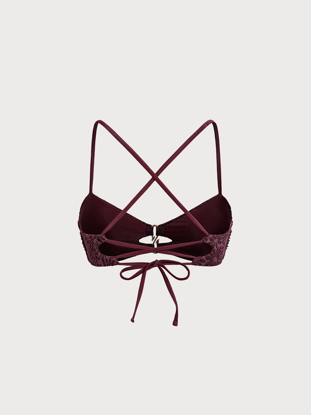 Dark Coffee Textured O-Ring Bikini Top