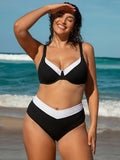 Black Contrast X Cross Plus Size Bikini Top
