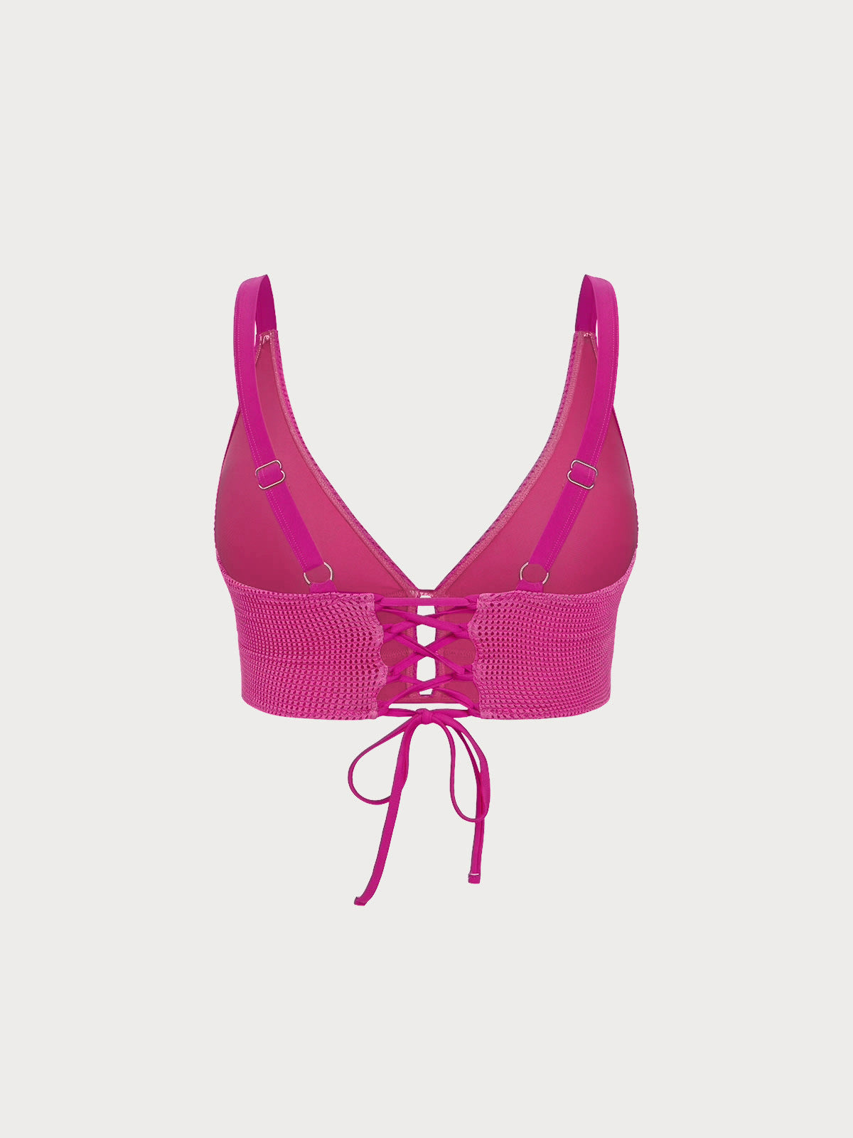 Pink Textured V Neck Plus Size Tankini Top