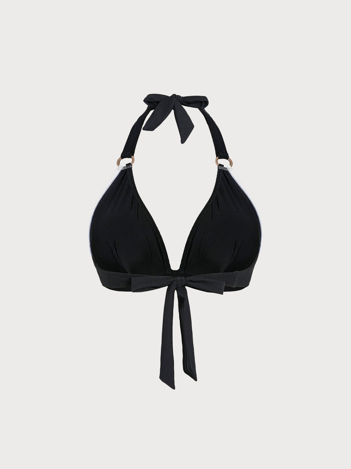 Black Strappy Halter Plus Size Bikini Top