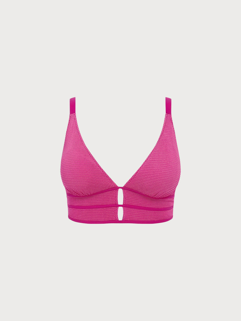 Pink Textured V Neck Plus Size Tankini Top