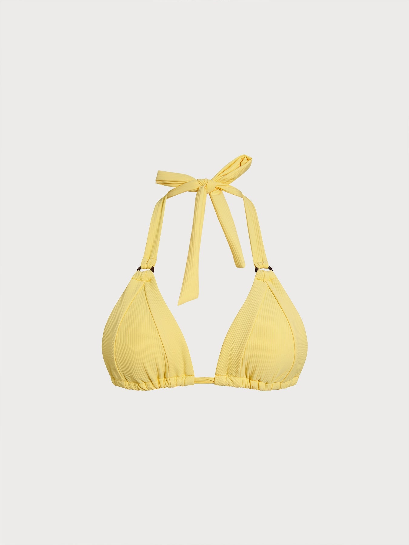 Yellow Tie O-Ring Bikini Top