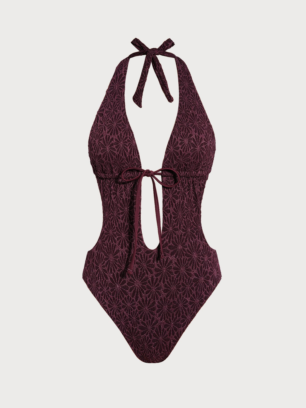 Dark Coffee Tie-Front Cutout One-Piece Swimsuit