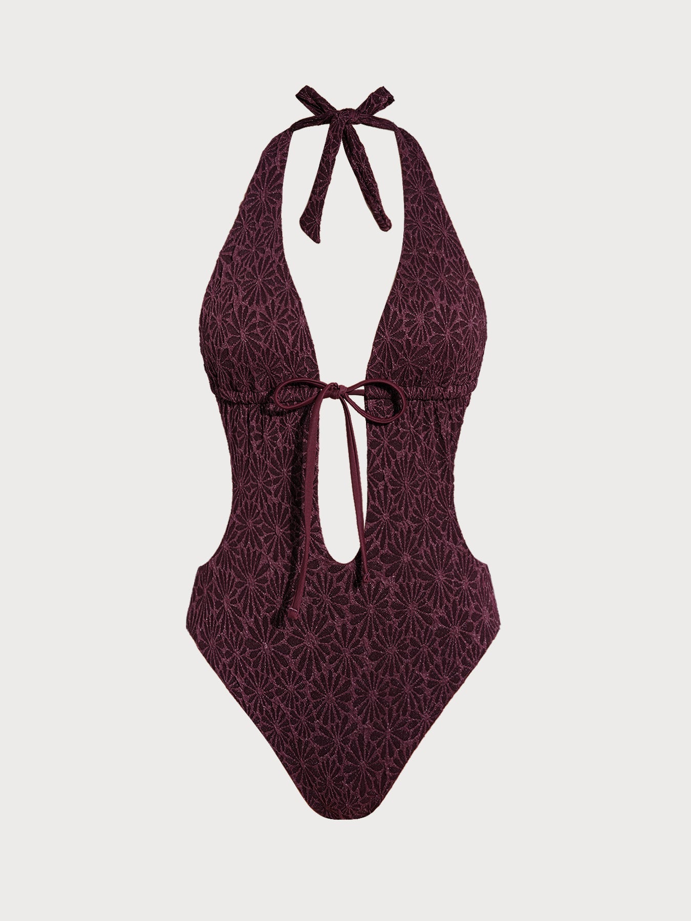 Dark Coffee Tie-Front Cutout One-Piece Swimsuit