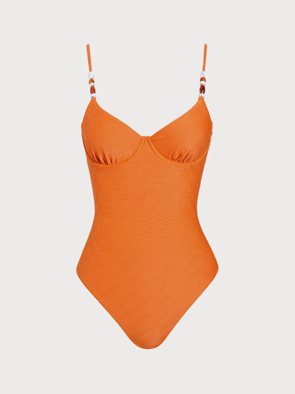 Orange Textured Tummy Control One-Piece Swimsuit
