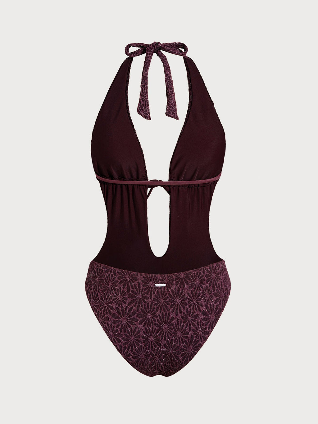 Dark Coffee Tie-Front Cutout One-Piece Swimsuit