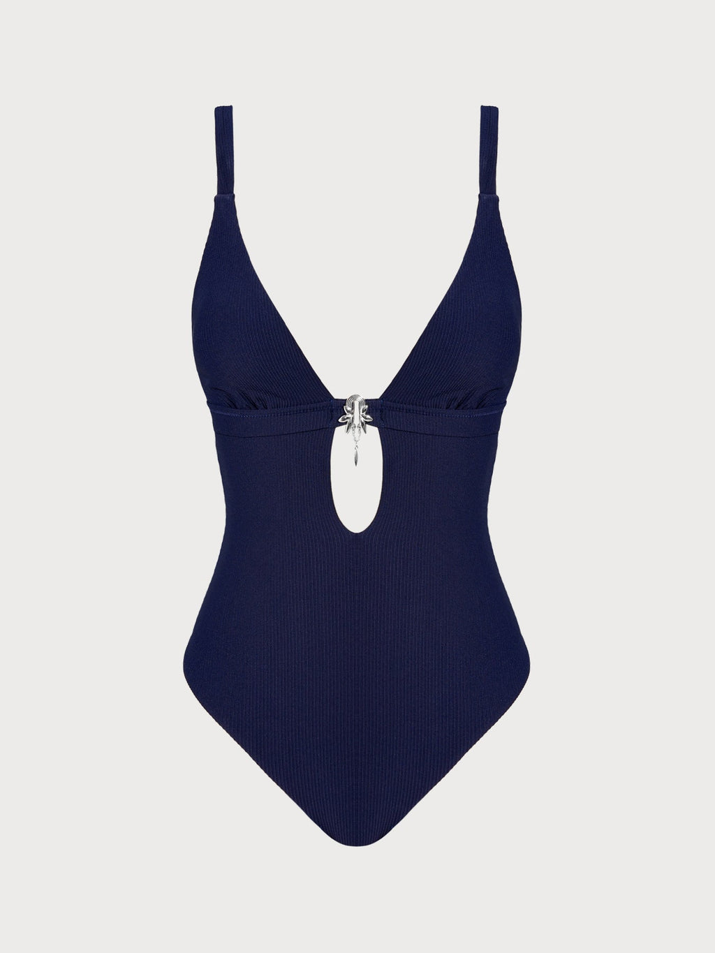 Navy Textured Cross Back One-Piece Swimsuit