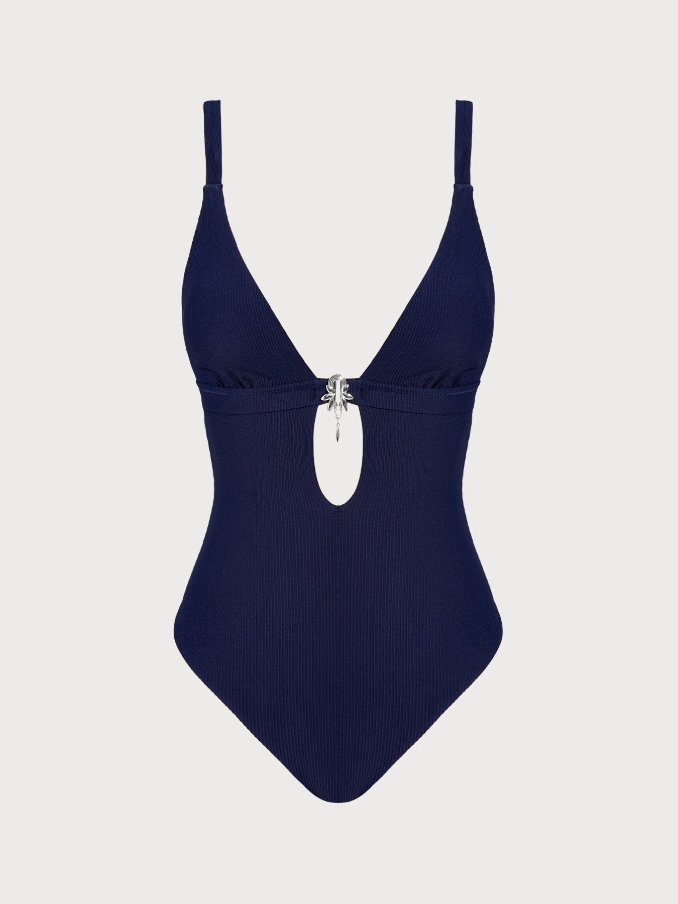 Navy Textured Cross Back One-Piece Swimsuit