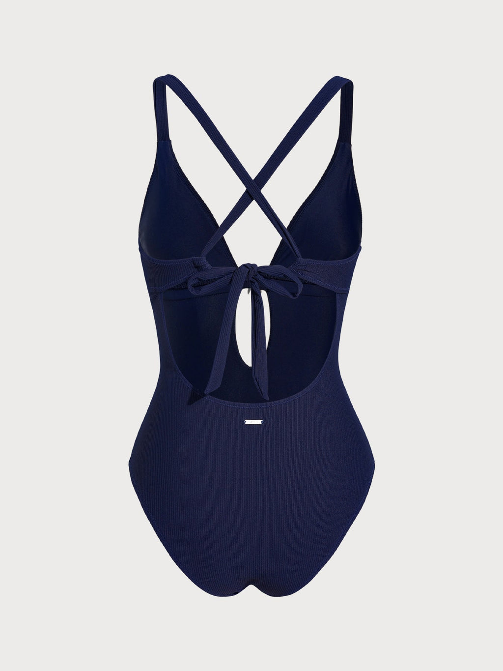 Navy Textured Cross Back One-Piece Swimsuit