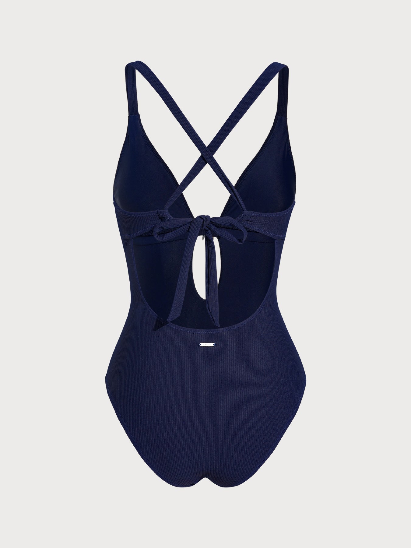 Navy Textured Cross Back One-Piece Swimsuit