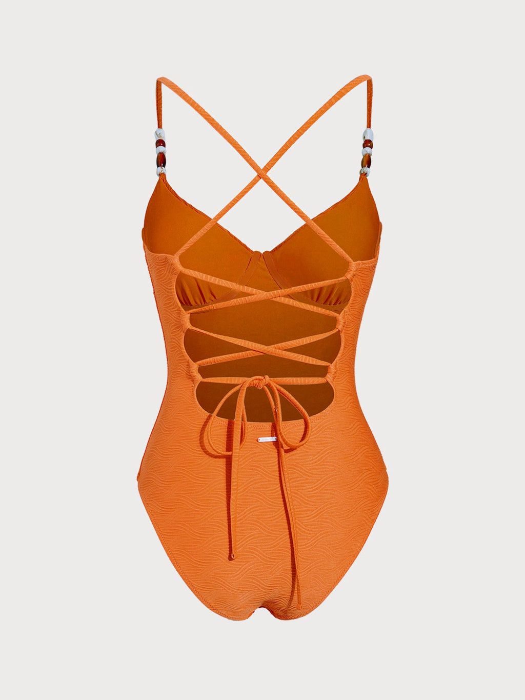 Orange Textured Tummy Control One-Piece Swimsuit